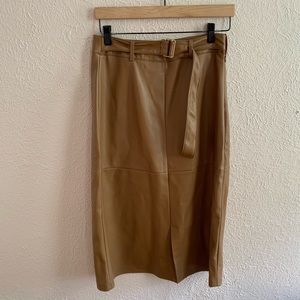 Marc New York Vegan Leather Midi Skirt Camel color